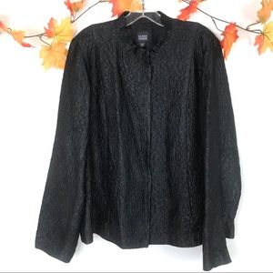 Eileen Fisher Silk Crinkle Black Shimmer Jacket Mother of Bride Groom Wedding